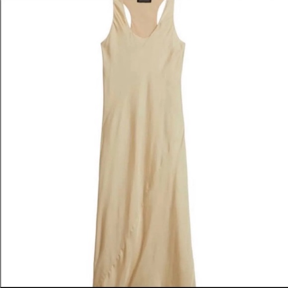 Banana Republic Satin Slip Dress. Wheat/ Yellow Color. Size 00 petite. - Picture 2 of 3